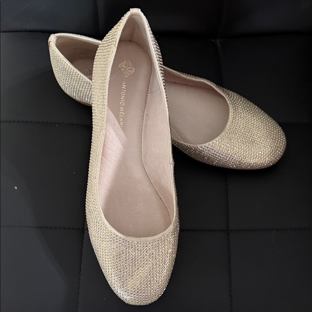 Antonio Melani Shimmering Gold Flats